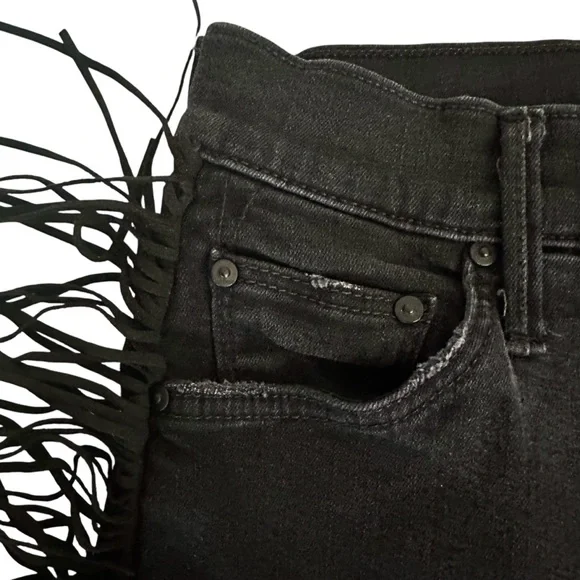Mother Jeans 26 (S) Swooner Ankle Fringe Black Denim - Picture 4 of 12